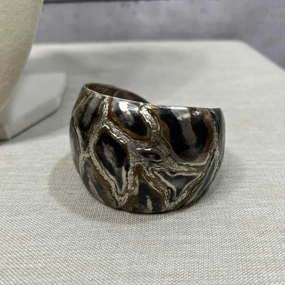 Esperanza Mexico 925 Silver Vintage Abstract‎ Pattern Cuff Bracelet